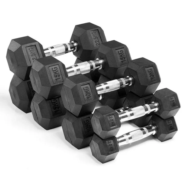 Rubber Coated Hexagonal Dumbbells Set